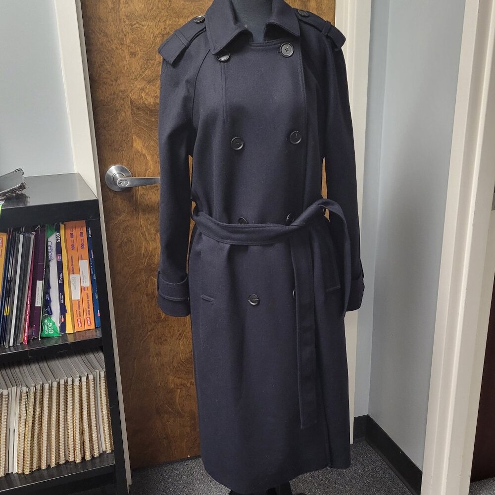 Kaiya Double Breasted Belted Trench Coat in Blue